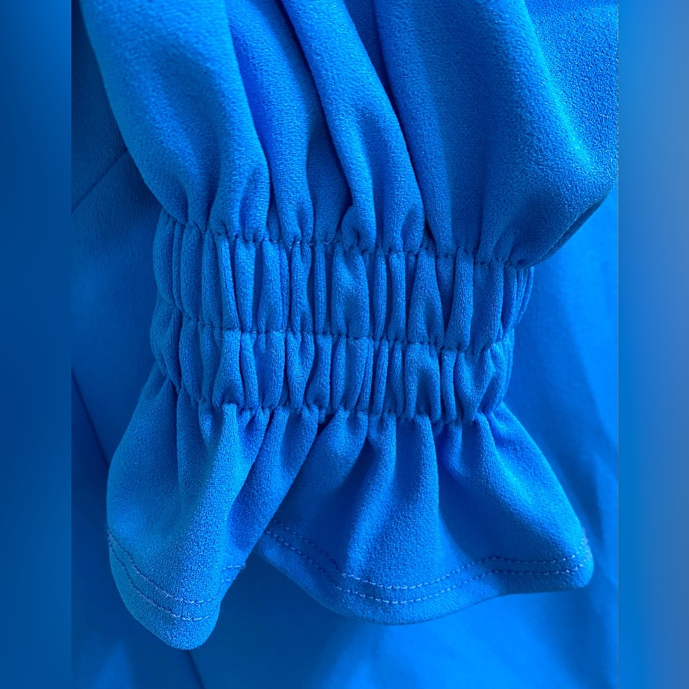 2 Hearts Womens S Blue Top Ruffle V-Neck Boho Fall Preppy Cottagecore Nautical - Picture 8 of 13